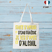 Tote bag coton recyclé je vis d'amis et d'alcool