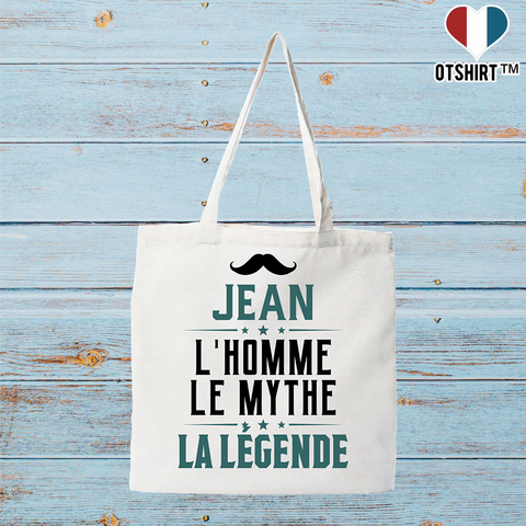 Tote bag coton recyclé jean l'homme le mythe la légende