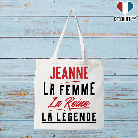 Tote bag coton recyclé jeanne la femme la reine la légende