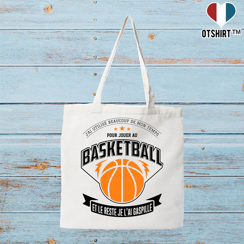 Tote bag coton recyclé jouer au basketball