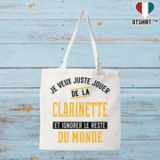 Tote bag coton recyclé jouer de la clarinette et ignorer le monde