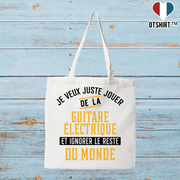 Tote bag coton recyclé jouer de la guitare électrique et ignorer le monde
