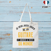 Tote bag coton recyclé jouer de la guitare et ignorer le monde