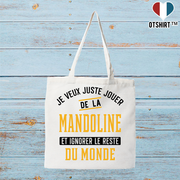 Tote bag coton recyclé jouer de la mandoline et ignorer le monde