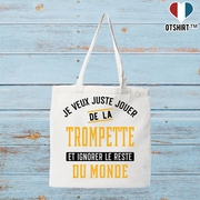 Tote bag coton recyclé jouer de la trompette et ignorer le monde