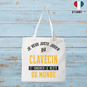 Tote bag coton recyclé jouer du clavecin et ignorer le monde