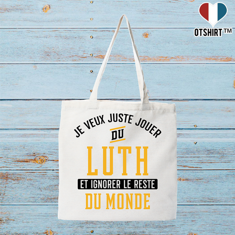 Tote bag coton recyclé jouer du luth et ignorer le monde