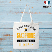 Tote bag coton recyclé jouer du saxophone et ignorer le monde
