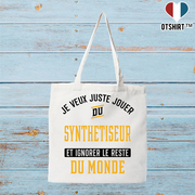 Tote bag coton recyclé jouer du synthetiseur et ignorer le monde