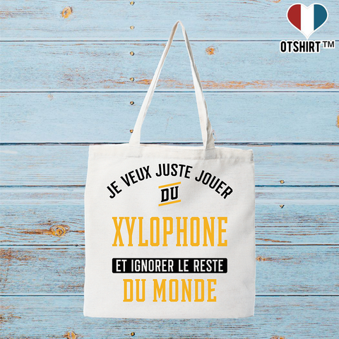 Tote bag coton recyclé jouer du xylophone et ignorer le monde