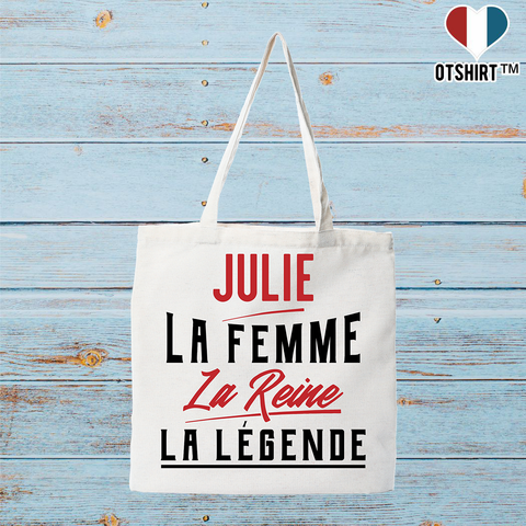 Tote bag coton recyclé julie la femme la reine la légende