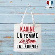 Tote bag coton recyclé karine la femme la reine la légende
