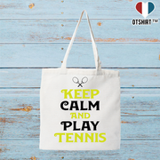 Tote bag coton recyclé keep calm and play tennis