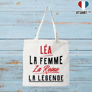 Tote bag coton recyclé léa la femme la reine la légende