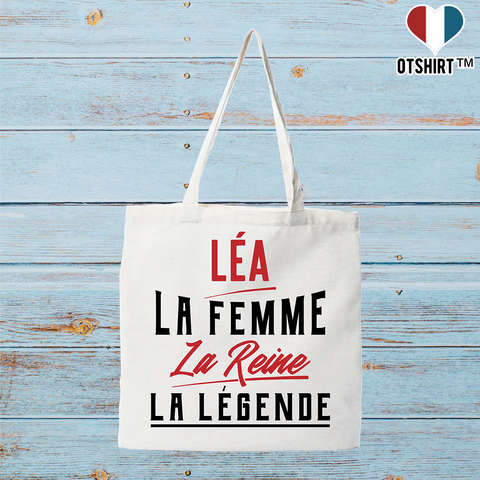 Tote bag coton recyclé léa la femme la reine la légende