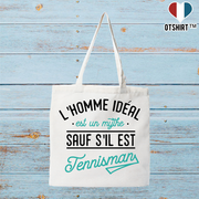 Tote bag coton recyclé l'homme idéal tennisman