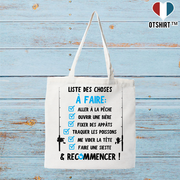 Tote bag coton recyclé la liste du pêcheur