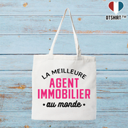 Tote bag coton recyclé la meilleure agent immobilier au monde
