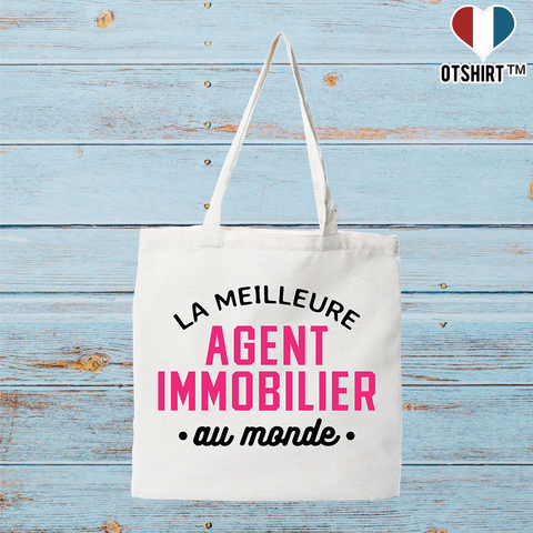 Tote bag coton recyclé la meilleure agent immobilier au monde