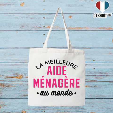 Tote bag coton recyclé la meilleure aide ménagère au monde