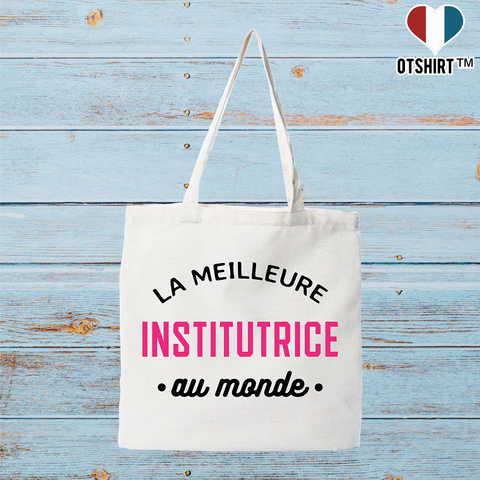Tote bag coton recyclé la meilleure institutrice au monde