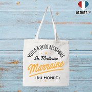 Tote bag coton recyclé la meilleure marraine du monde