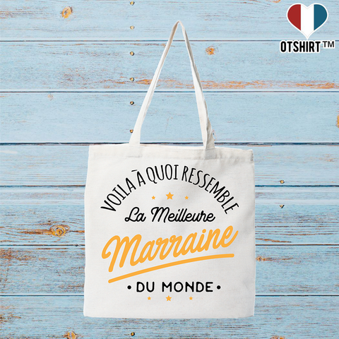 Tote bag coton recyclé la meilleure marraine du monde