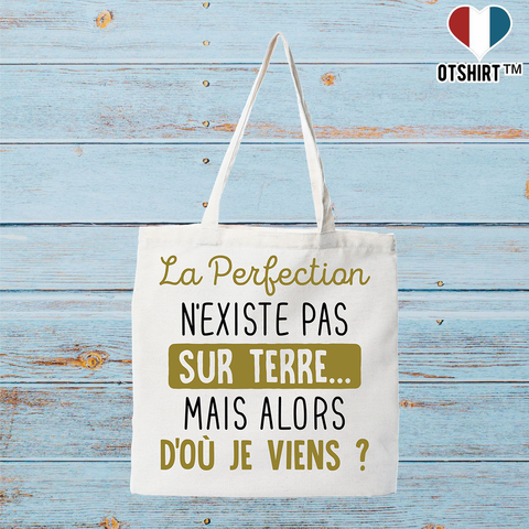 Tote bag coton recyclé la perfection n'existe pas