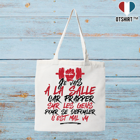 Tote bag coton recyclé la salle pour me défouler