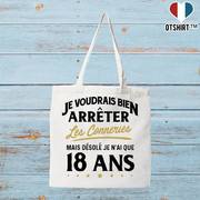 Tote bag coton recyclé les conneries à 18 ans
