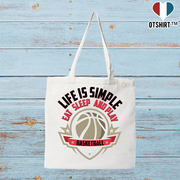 Tote bag coton recyclé life is simple basket