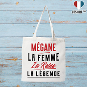 Tote bag coton recyclé mégane la femme la reine la légende