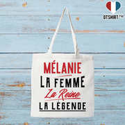 Tote bag coton recyclé mélanie la femme la reine la légende