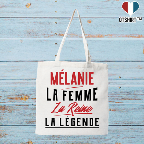 Tote bag coton recyclé mélanie la femme la reine la légende