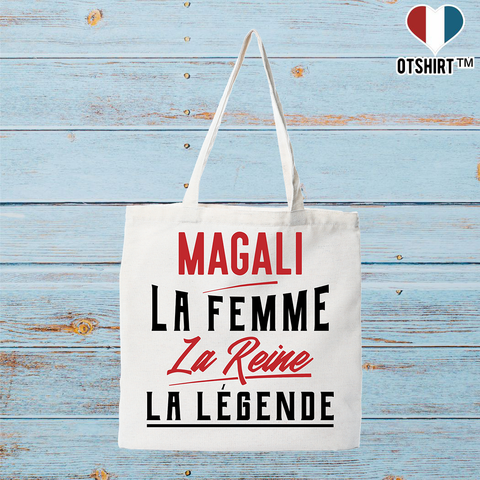 Tote bag coton recyclé magali la femme la reine la légende
