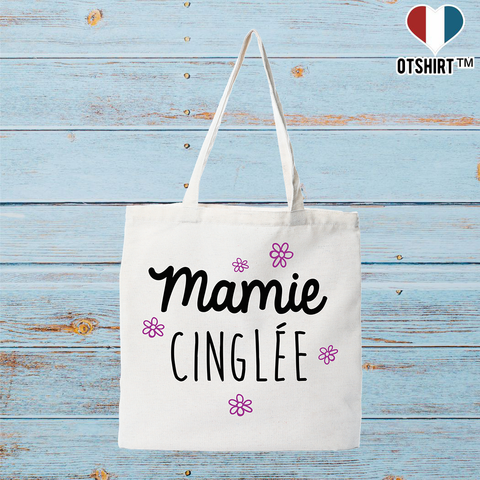 Tote bag coton recyclé mamie cinglée