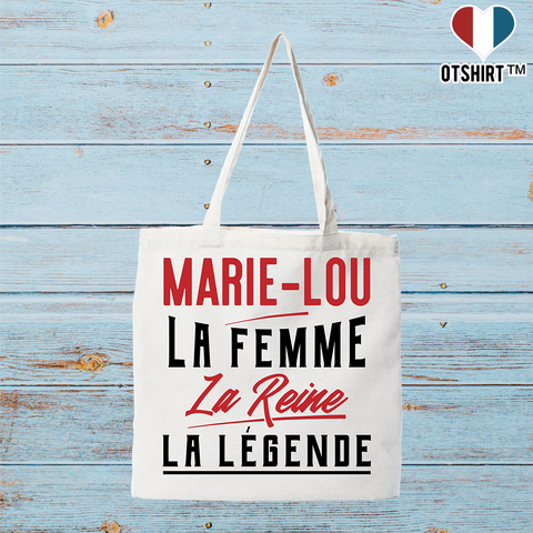 Tote bag coton recyclé marie-lou la femme la reine la légende
