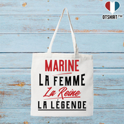Tote bag coton recyclé marine la femme la reine la légende