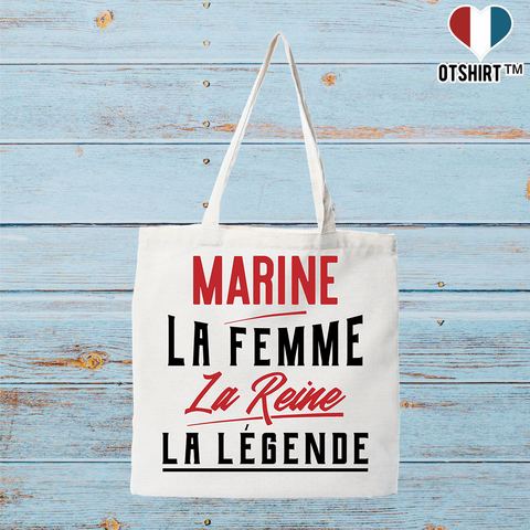 Tote bag coton recyclé marine la femme la reine la légende