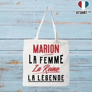 Tote bag coton recyclé marion la femme la reine la légende