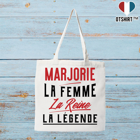 Tote bag coton recyclé marjorie la femme la reine la légende