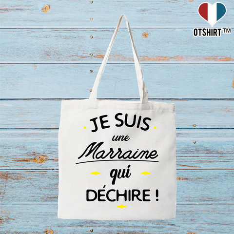 Tote bag coton recyclé marraine qui déchire