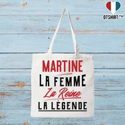 Tote bag coton recyclé martine la femme la reine la légende