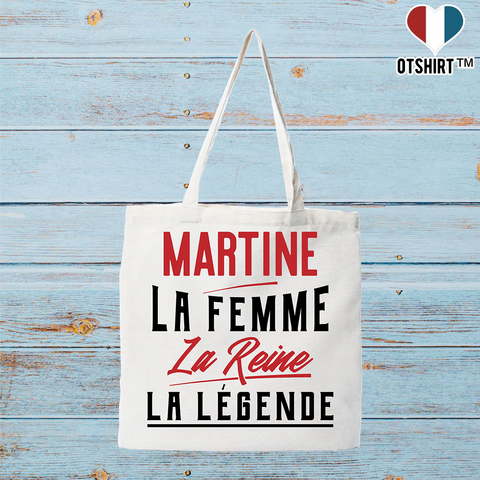 Tote bag coton recyclé martine la femme la reine la légende