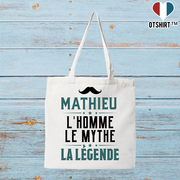 Tote bag coton recyclé mathieu l'homme le mythe la légende