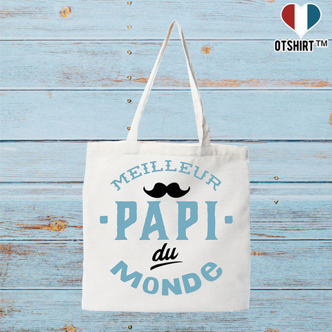 Tote bag coton recyclé meilleur papi du monde