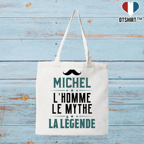 Tote bag coton recyclé michel l'homme le mythe la légende