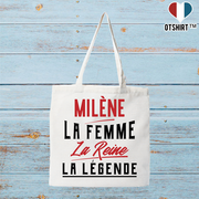 Tote bag coton recyclé milène la femme la reine la légende