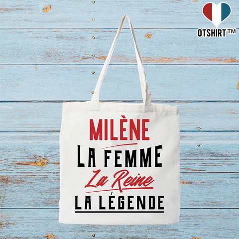 Tote bag coton recyclé milène la femme la reine la légende