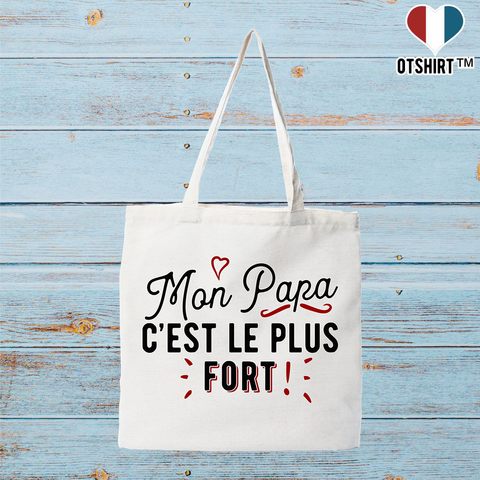 Tote bag coton recyclé mon papa le plus fort